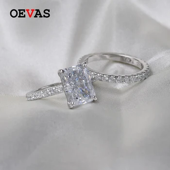 OEVAS 925 Inele de Nunta Set Pentru Femei Spumant 8*11MM Ridicat de Carbon Diamant de Logodna Bijuterii Fine en-Gros
