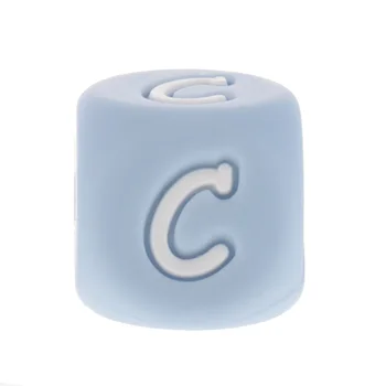 Lumina Albastru 200pcs Alfabetul Silicon Scrisoare engleză Teether Copilului Șirag de mărgele BPA Gratuit Personalizat Numele Dentiție Colier de Montare 12mm