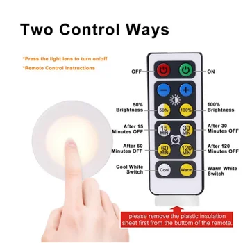 Cabinet de Lumină Wireless Estompat Touch Senzor Dual de Culoare LED-uri Lămpi de Noapte Baterie de Control de la Distanță Potrivite pentru Bucatarie Scara