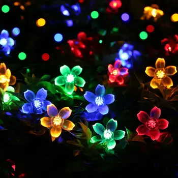 Solar Ghirlande de Lumină 7m 50 Led-uri de Flori de Piersic Lampa Solara LED-uri de Putere Șir de Lumini de Basm 6V Grădină Crăciun Decor în aer liber