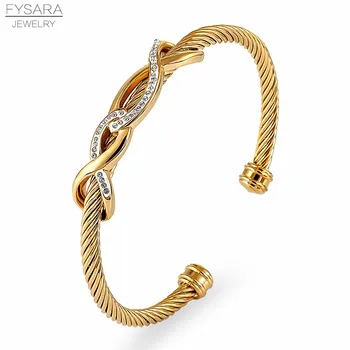 FYSARA de Lux care pot fi Stivuite cabluri Cuff Pentru Femei Nuntă Plină de Cubic Zircon Cristal CZ Dubai Argintiu Culoare Bratara Petrecere