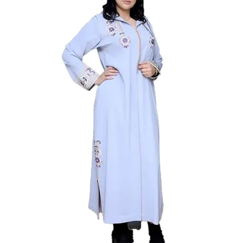 Musulman Vara Rochie Lunga Hijab Jellaba Caftan Femei Broderie Florale Dubai Cu Gluga 2021 Moda Femei Elegante, Rochii Maxi