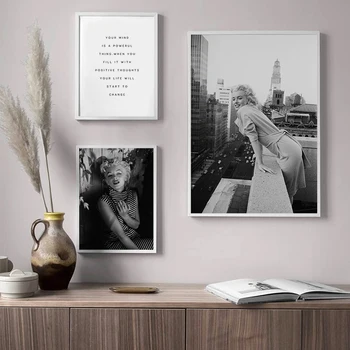 Marilyn Monroe Negru Alb Arta De Perete Panza Pictura De Inspirație Citate Poster De Imprimare De Decorare Imagini Pentru Living Decor Acasă