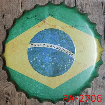 Mexic / Brazilia Drapelul Național Capac de Sticla Decorative Placă de Metal Placa de Perete de Epocă Arta Metal Semn de Epocă, Decor Acasă 35 CM