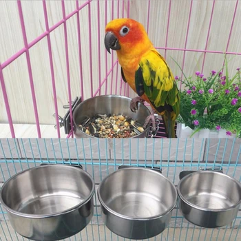 Păsări de companie din Oțel Inoxidabil fel de Mâncare hrănitoare pentru Păsări Papagal Papagal LovebirdHanging Staționare Colivie Boluri Anti-cifra de afaceri