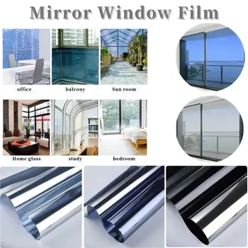 6 culoare izolație de sticlă de film-un fel de protecție solară oglindă fereastra film dormitor balcon auto-adeziv albastru de sticlă de argint autocolant