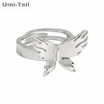 Uini Coada noul design vânzare fierbinte argint 925 simplu fluture inel deschis personalitate de moda temperament inel neted ED987