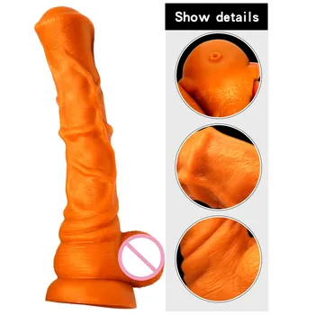 Super-Mare De Silicon Vibrator Realist Moale Masturbării Feminine Animal Dildo Cu Ventuza Imens Cal Vibrator Gros Penis Artificial Jucărie