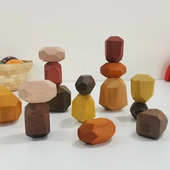 Culoare nouă Piatră de temelie Jucărie Nordic Ins Vânt Jenga din Lemn Jucării, Ornamente din Lemn Masiv de Piatră de Învățământ pentru Copii Cadouri