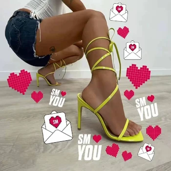 DLEK Femei Sandale 2021 Designer de Lux Cross-curea Super Deschis Deget de la picior Toc de Vara cu Toc Subtire Superficial Doamnelor Pantofi