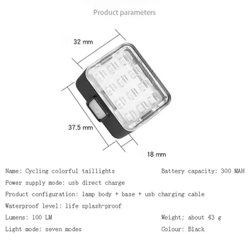 LED-uri de Biciclete Coada de Lampa Modul Multi Biciclete Ciclism Lumina de Avertizare Impermeabil USB Reîncărcabilă Culoare Colorate Fata-Spate, Lumina