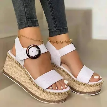 Sandale cu platforma pentru Femei de Moda Curea Gladiator Sandal Pene Pantofi Casual Femei Peep Toe Wedge sandale zapatillas mujer