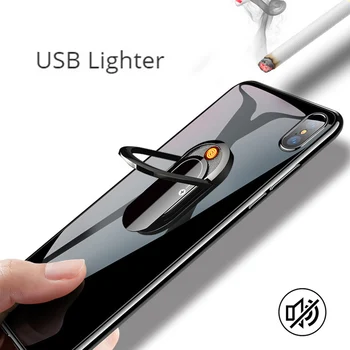 1 Buc Creative Telefon Mobil Deget Inelul Suport USB Bricheta Auto Magnetic de Aspirație Windproof Bricheta