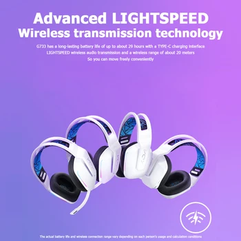 Logitech G733 KDA ediție limitată Wireless Gaming Headset DTS X2.0 7.1 Surround Sound LIGHTSPEED Reîncărcabilă Căști cu MICROFON