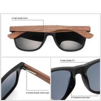 YIMARUILI Noi Bărbați Material lemnos HD Polarizat ochelari de Soare Retro Moda Anti-UV de Conducere Miopie ochelari de Soare Cadru 8004