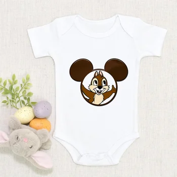 Nou-Născuți Haine Albe De Vara Baieti Fete Disney Imprimate Chip Dale Salopetă Costume Infant Toddler Salopete Pentru Nou-Născuți