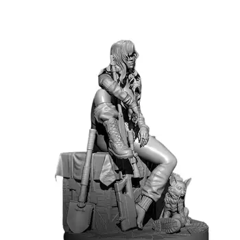 H75mm 1/24 Rășină Epoxidică Model Kituri DIY Figura Auto-asamblate Femei Soldat Modele Albe de Înaltă Calitate de Asamblare Figura Jucărie TD-2734