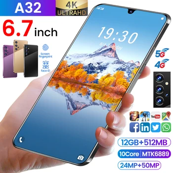 Versiune globală 2021 A32 6.7 Inch Ecran Complet 128/256GB 6000mAh 5G Smartphone-uri 24+50MP Amprenta Față de a Debloca Telefonul Mobil