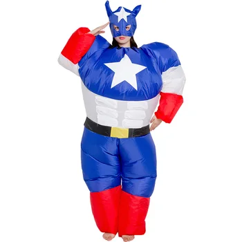 Captain America Gonflabile costum Cosplay Amuzant de Aer Sufla Costum costum Petrecere Rochie Fancy Costum de Halloween pentru Adulti Salopeta