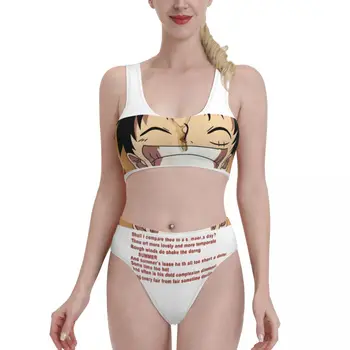 Bikini Luffy Exotice 2021 Femei costume de Baie cu Talie înaltă, Costume de baie, Anime, benzi Desenate Femei îmbrăcăminte de Plajă