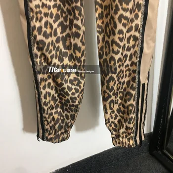 De lux de designer, femeie de moda scrisoare leopard de imprimare vrac cu fermoar partea de fantă sexy pantaloni talie inalta femei bottoms pantaloni haine S-L