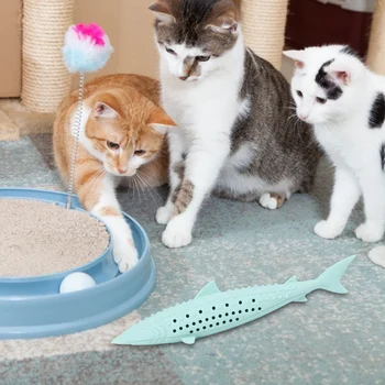 Noile silicoane Cat Mestecați Jucării animale de Companie Catnip Molar de Curatare a Dintilor de Simulare Formă de Pește de Formare Interactive Jucărie pentru Pisică Datul