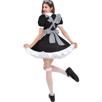 JIMIKO Halloween cosplay Kawaii uniformă de menajeră Japoneză gătească fata loli femeie rochie alb-negru carouri lolita menajere tinuta 2021