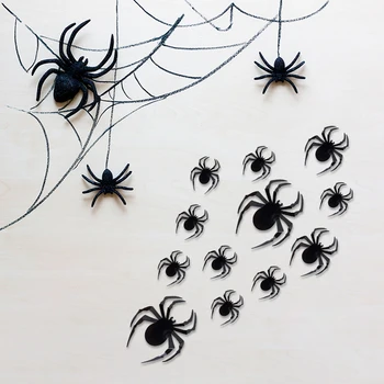 12buc/set Decor de Halloween Păianjen Negru Autocolant Perete DIY din PVC Artă Tapet Geam Autocolant Living Home Decor