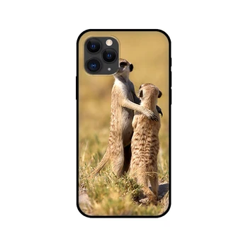 Negru tpu caz pentru iphone 5 5s se 6 6s 7 8 plus x 10 cover pentru iphone XR XS 11 pro MAX cazul animalelor grup de suricate