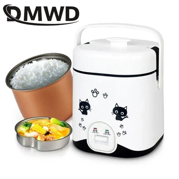 DMWD 110V/220V Electrice Mini Rice Cooker Alimentare Mașină de Gătit Ouă de Masă Vapor Terci Supa Oală Tocană de Încălzire Caseta de Prânz Cald