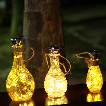8pcs Solare Alimentat Sticla de Vin Plută Lumini 2M 20 Led-uri Sârmă de Cupru Zână Ghirlanda Șir de Lumini Pentru Petrecerea de Nunta Art Decor Lampa