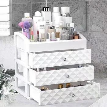 Cosmetice cutie de depozitare trei straturi sertar accesorii machiaj organizator desktop ruj ulei de unghii recipient cosmetic beauty box