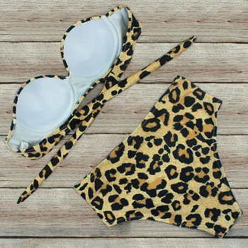 Sexy Leopard De Imprimare Set De Bikini 2021 Costume De Baie Femei Costume De Baie Tanga Push-Up Biquini Talie Mare, Costum De Baie Maillot De Bain Femme