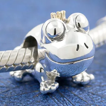 Original, Două-ton Royal Crown Frog Prince Margele se Potrivesc Argint 925 Animal Farmecul Șirag de mărgele Europa Brățară Diy Bijuterii