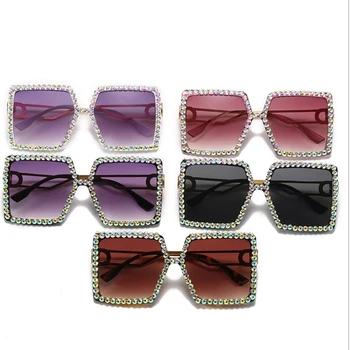 Brand de moda Designer de ochelari de Soare Patrati Femei 2021 Lux Stras ochelari de Soare de Vară Nuante Supradimensionat Ochelari de sex Feminin