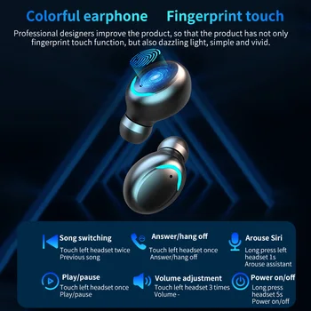 SPRIMO F9-4 Bluetooth V5.0 9D Stereo Wireless Căști Impermeabil Sport Căști Mini Adevărat Căști pentru telefon mobil