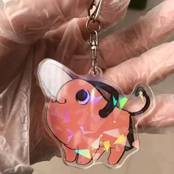 Noul Anime Drujba Om Pochita Drăguț Cu Laser Acrilic Keychain Keyring Desene Animate Pandantiv De Sac De Colectare De Jucării Cosplay