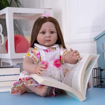 22 Inch 55 CM Stil Nou Organism de Pânză Renăscut Baby Dolls Realiste Nou-născutului Baby Doll Purta Rose Rochie Copii pentru Copii Cadou de Ziua Jucarii