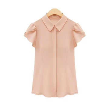 5 Culori! Bluza Șifon Bluze Pentru Femei De Vară Doamnelor Topuri Cu Maneca Fluture Peter Pan Guler Camisas Mujer De Calitate Superioară Tricouri