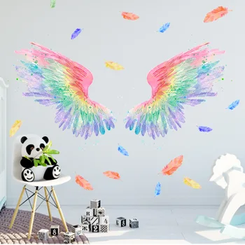 PVC Colorate Aripi de Înger Perete Autocolante Auto-adeziv Tapet Poster Mural Art Decor Acasă Decorare Camera de zi Accesorii