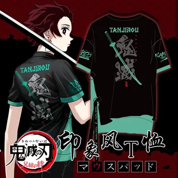 Anime Demon Slayer: Kimetsu nu Yaiba T-shirt Kamado Tanjirou Fals Două piese Maneca Scurta Unisex Tee Topuri de Vara Cosplay