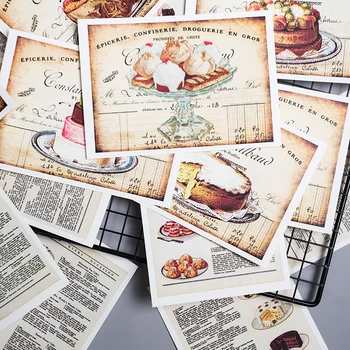 16pcs Epocă junk jurnalul tort desert gourmet card DIY album de decorare perete card
