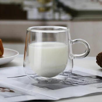 Modern și Simplu Lapte Cani cu Maner Dublu de Sticlă Ceașcă de Cafea de uz Casnic Pahar de Suc Bea Cupa Doamnelor Ceai de Flori de Sticlă