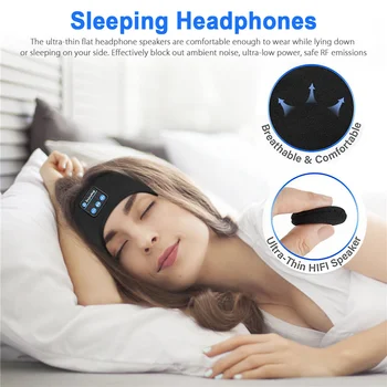 USLION Bluetooth Dormit Căști Bandă Subțire Moale, Elastic Confortabil de Muzică fără Fir Căști Masca de Ochi pentru Dormit