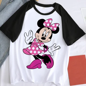 Topuri de vara Disney Mickey Mouse Femei/BĂRBAȚI T-shirt Femme Kawaii de Desene animate Minnie Mouse Grafic Teuri Vogă Cuplu Tricou de sex Masculin/de sex Feminin