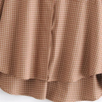 TRAF Femei 2021 Moda Verifica Cu Buzunare Largi, Neregulate Bluze Vintage cu Maneci Lungi Buton-up Feminin Tricouri Streetwear