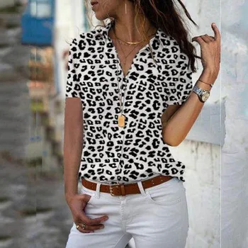În 2020, Noi Femeile Vară Mâneci Scurte Camasi Florale V-Neck Loose Bluza Slim Fit Topuri de Moda de Vara Lady Bluza Office XS-5XL