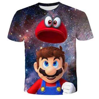 Haine pentru copii T-shirt Japoneză Joc Mario Tema Fată Băiat Haine Supradimensionate Top Anime Elemente O-gât Vrac