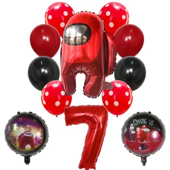 12Pcs Roșu Printre Număr Baloane Folie Ne Băiat Jucărie pentru Copii Stabilit Ziua de nastere Decoratiuni Petrecere Copil de Dus Baloane cu Aer Globos Consumabile