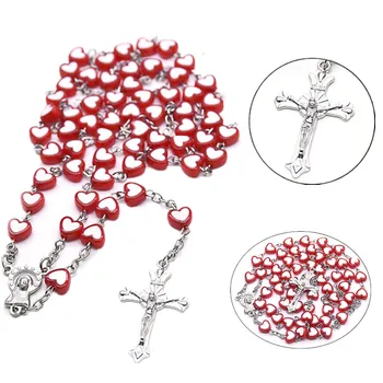 4 Stiluri De Mătănii Colier In Forma De Inima Pandantiv Cruce Religioase Accesorii De Moda, Bijuterii Cadou